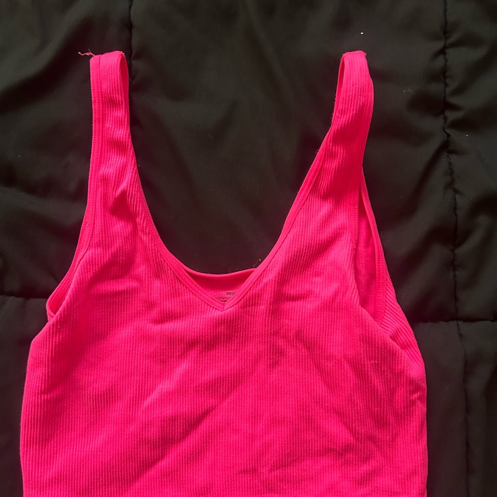 Vibrant Pink Ribbed Tank Top